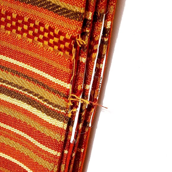 Vintage Table Placemats Set of 6 Rust Green Brown Earthtone Striped Cotton Blend - Picture 6 of 7